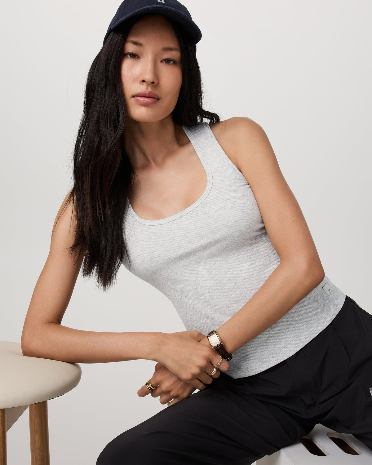 Women Vuori Pose Layering Tank Women's White Heather Grey Tank Top