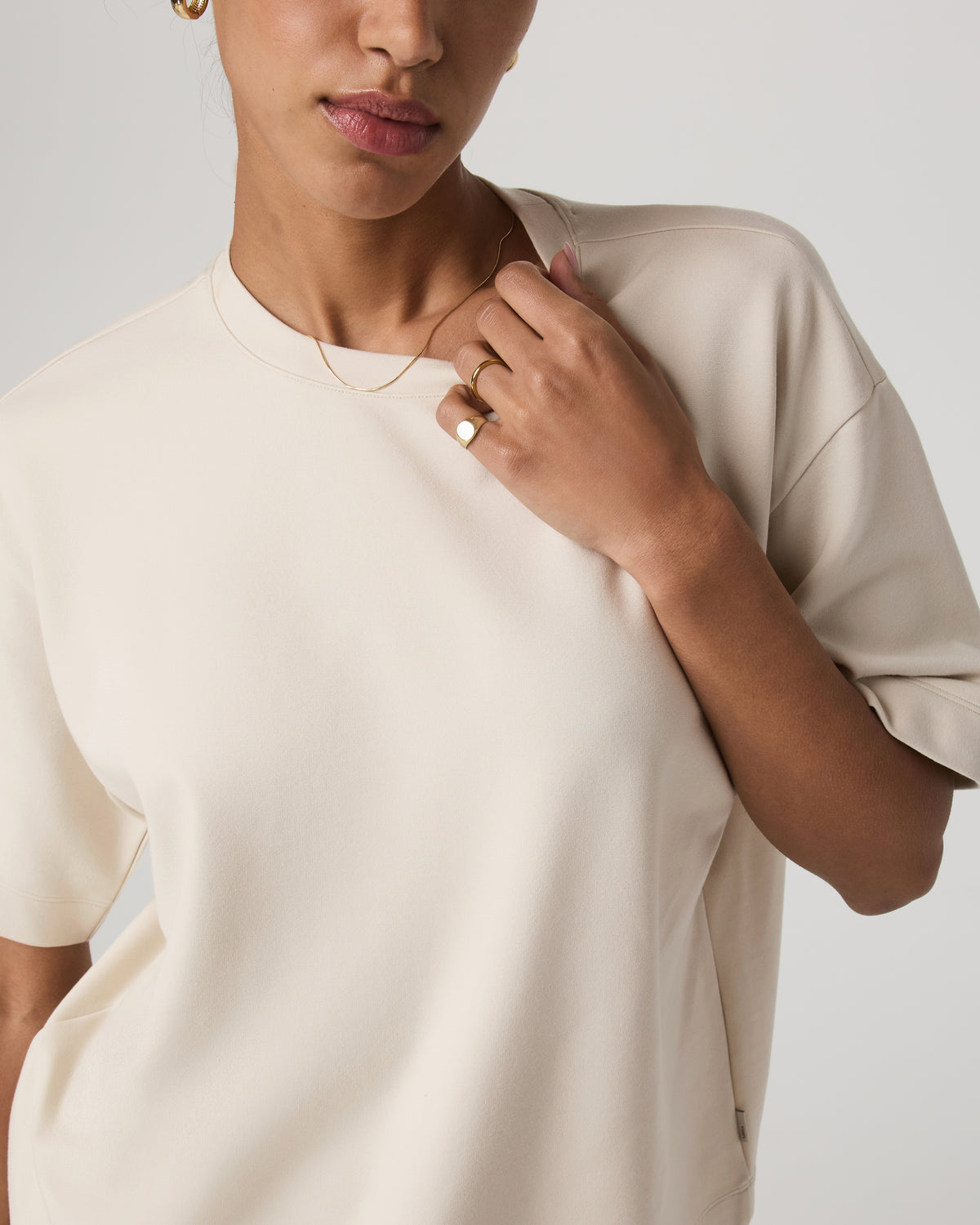 Women|New Vuori Short Sleeve Maven Oversized Tee Women's Bone Tee Shirt