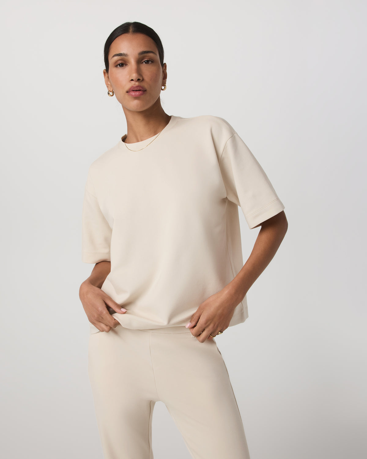 Women|New Vuori Short Sleeve Maven Oversized Tee Women's Bone Tee Shirt