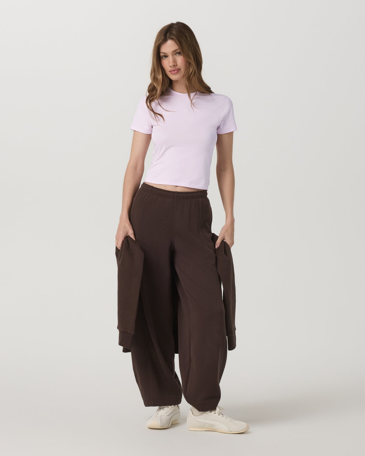 Women|New Vuori Feather Baby Tee Women's Lilac Breeze Fitted Tee Shirt