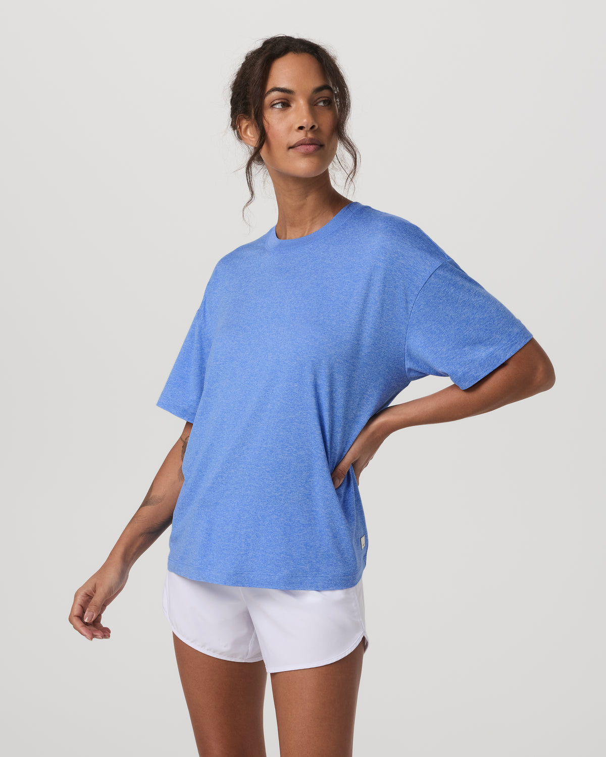 Women|New Vuori Energy Tee Long Women's Riviera Blue Heather Tee Shirt