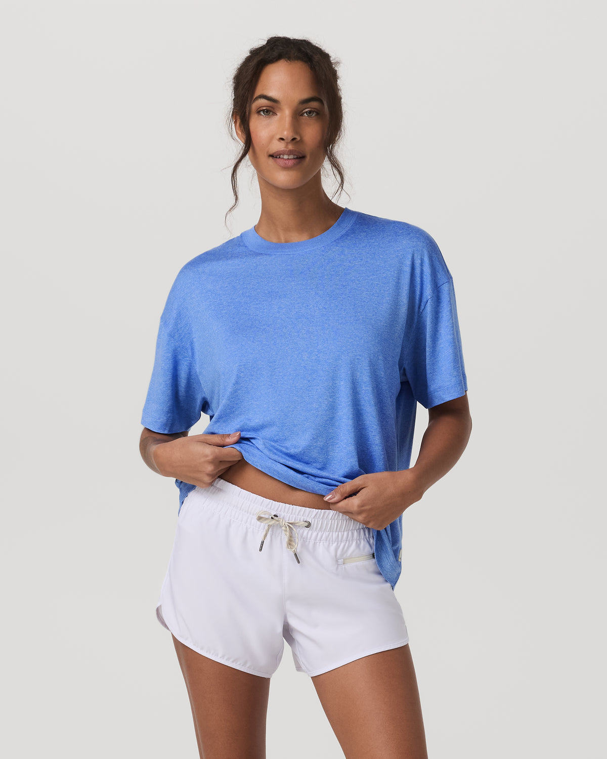 Women|New Vuori Energy Tee Long Women's Riviera Blue Heather Tee Shirt