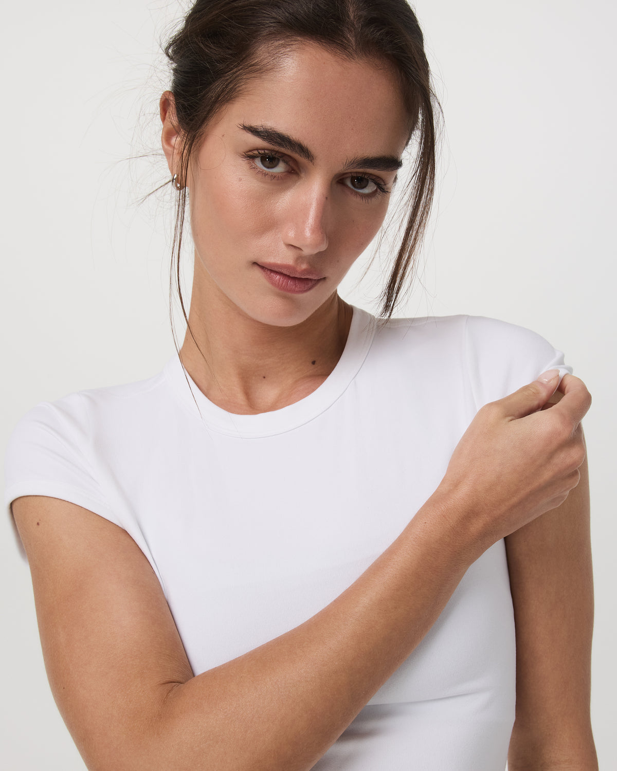 Women|New Vuori Halo Baby Tee Women's White Fitted Crewneck Tee Shirt