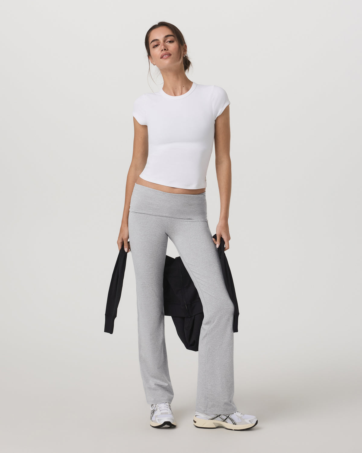 Women|New Vuori Halo Baby Tee Women's White Fitted Crewneck Tee Shirt