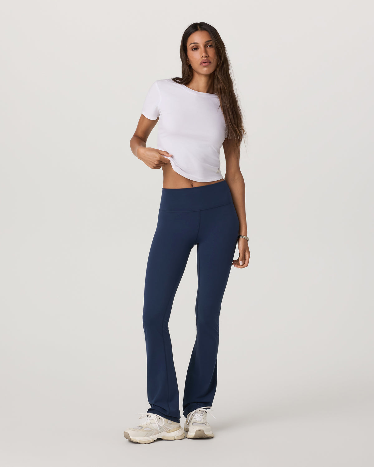 Women Vuori Pose Fitted Tee White Rib Knit Tee Clothing