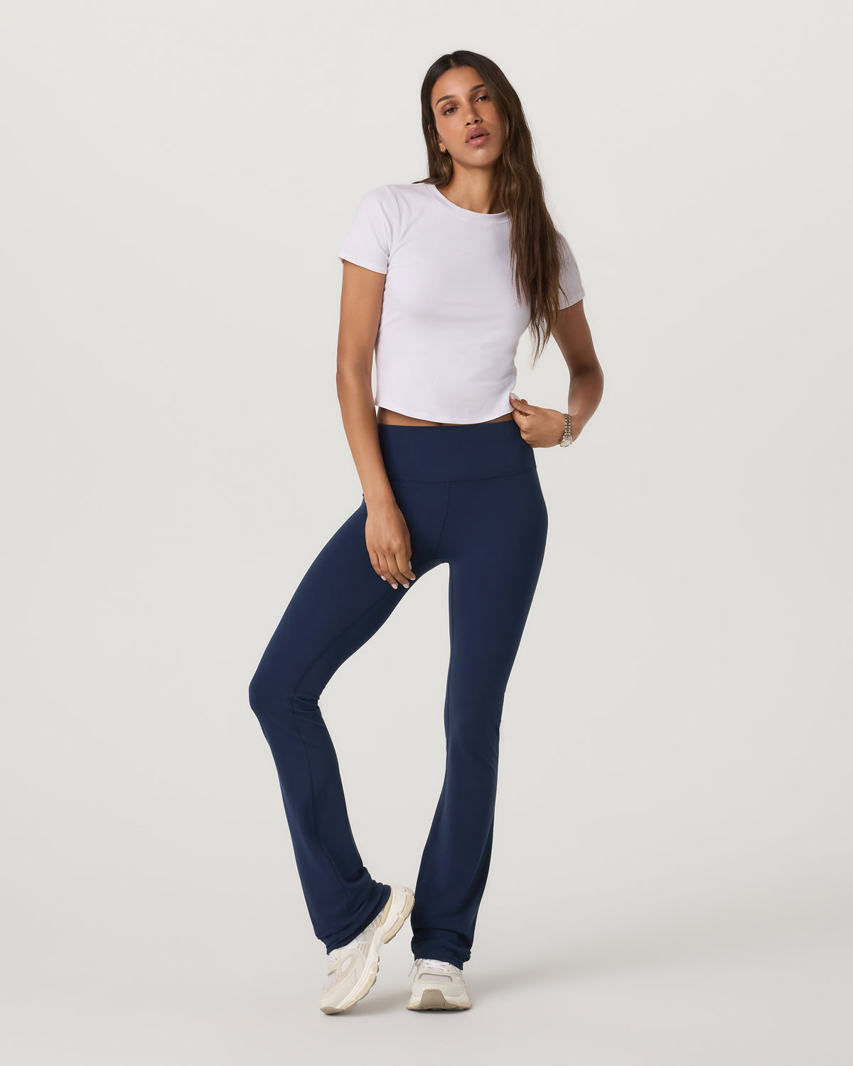 Women Vuori Pose Fitted Tee White Rib Knit Tee Clothing