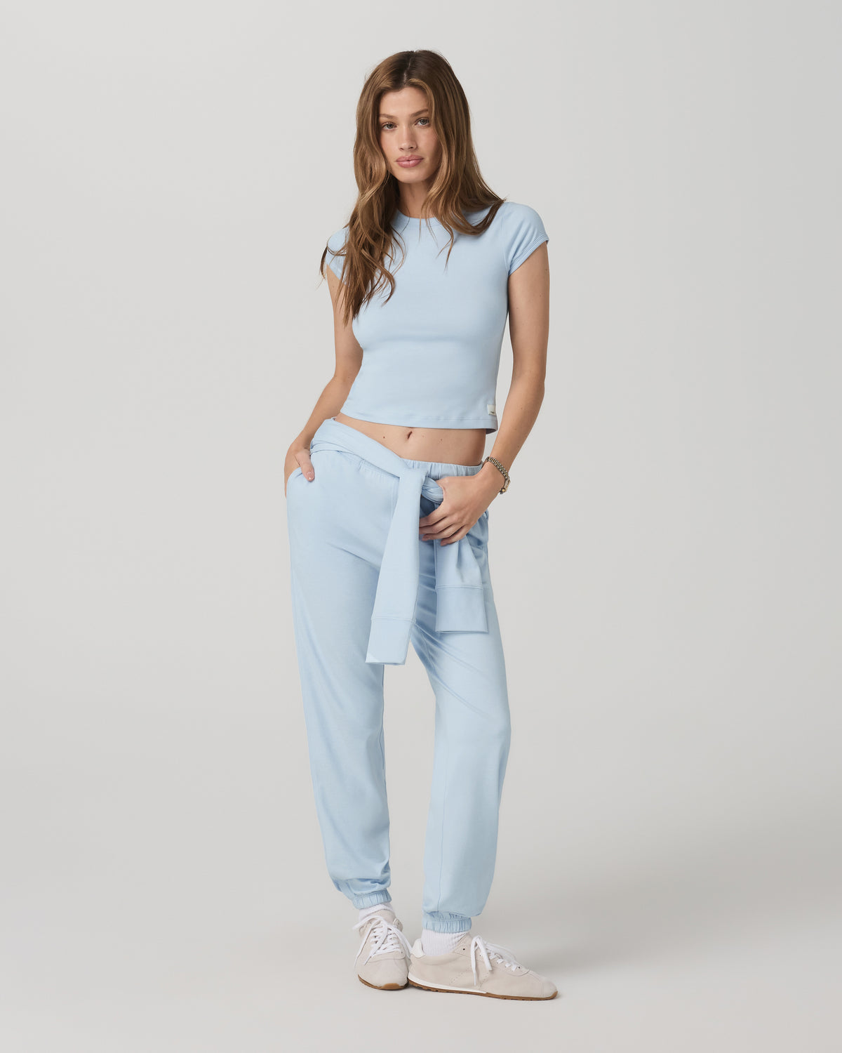 Women|New Vuori Halo Baby Tee Women's Soft Sky Heather Fitted Tee Shirt