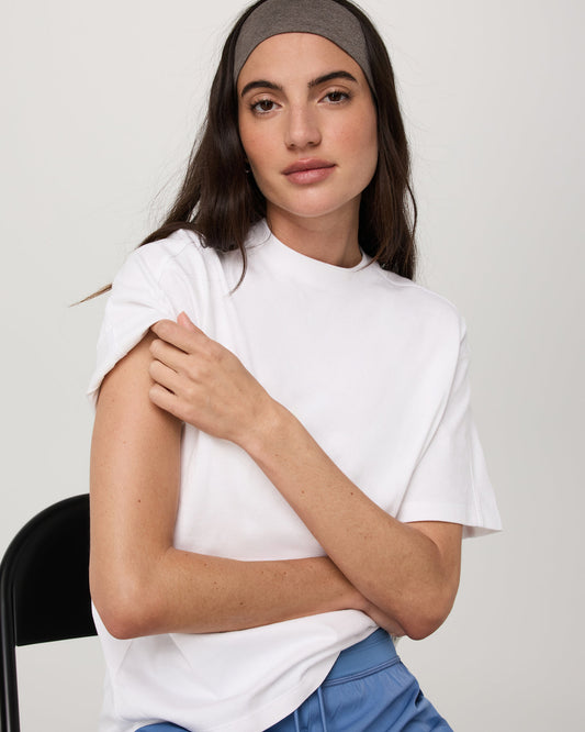 Women Vuori Short Sleeve Heavyweight Oversized Cotton Tee White