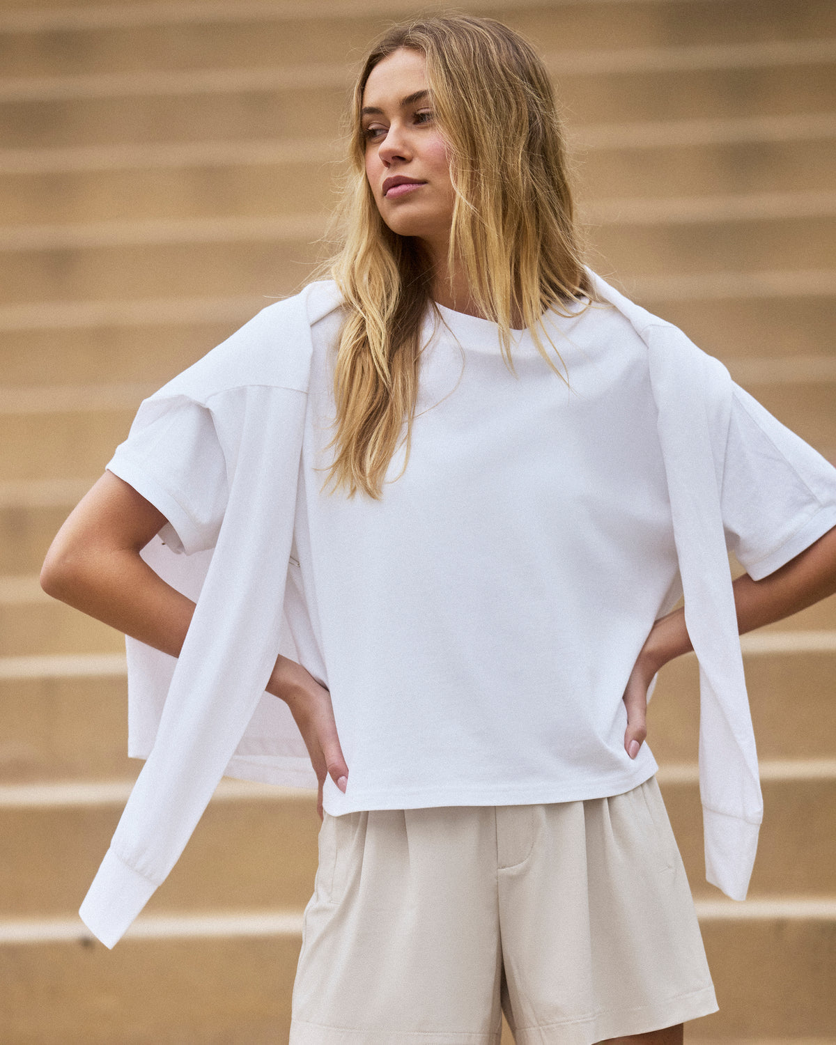 Women Vuori Short Sleeve Heavyweight Oversized Cotton Tee White