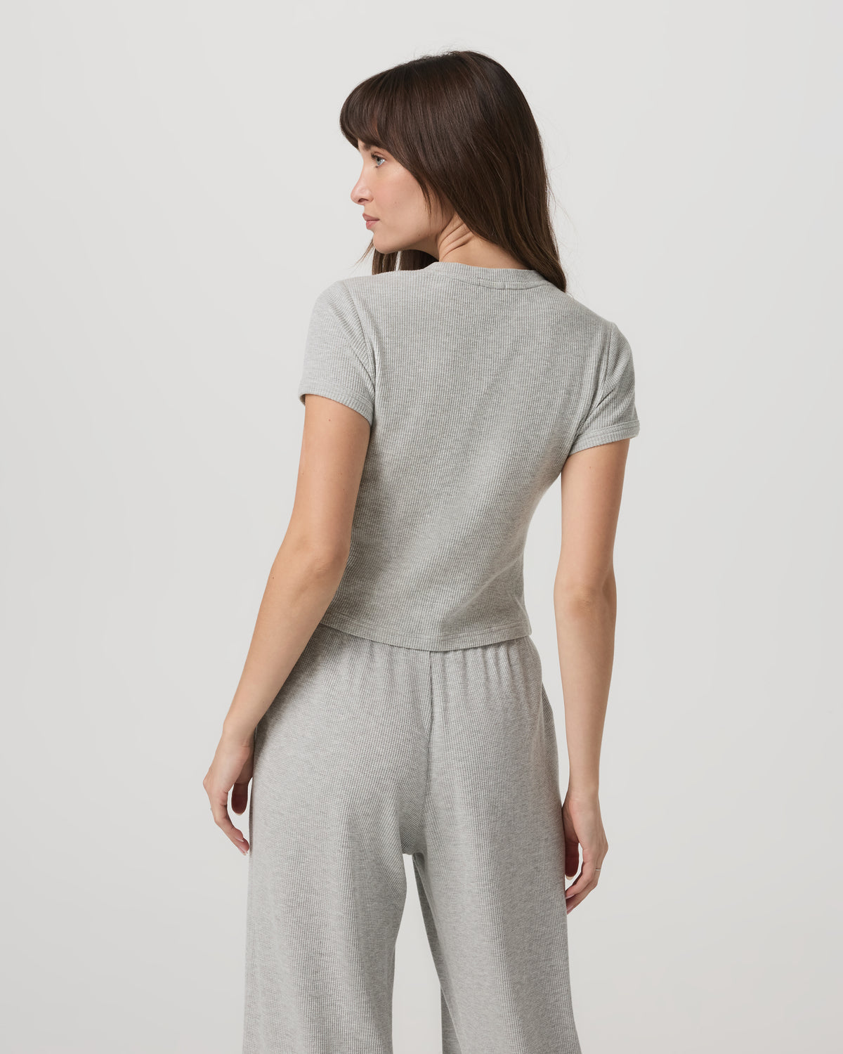 Women|New Vuori Women's Short Sleeve Waffle Baby Tee Light Heather Grey