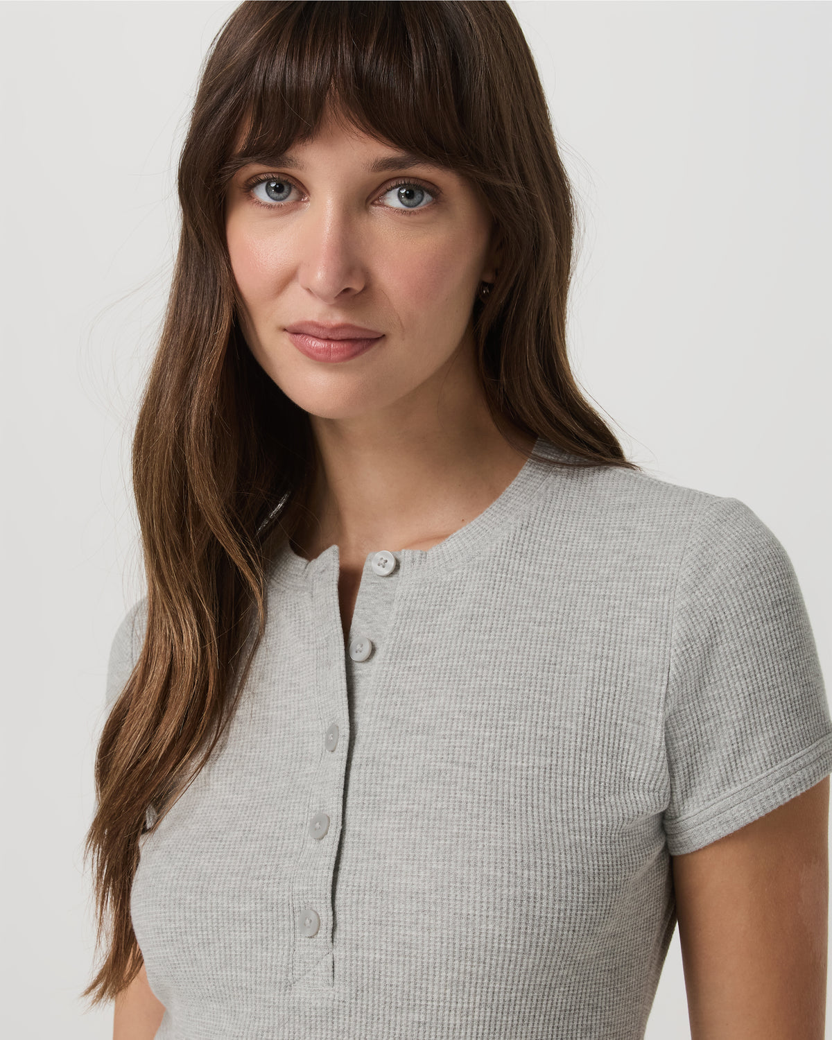 Women|New Vuori Women's Short Sleeve Waffle Baby Tee Light Heather Grey