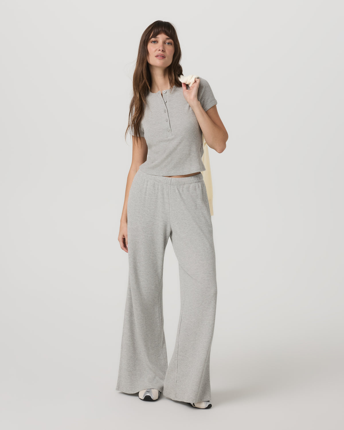 Women|New Vuori Women's Short Sleeve Waffle Baby Tee Light Heather Grey