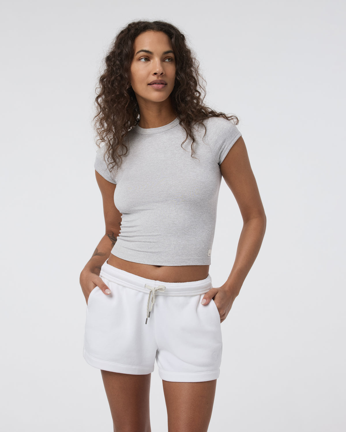 Women Vuori Halo Baby Tee Pale Grey Heather