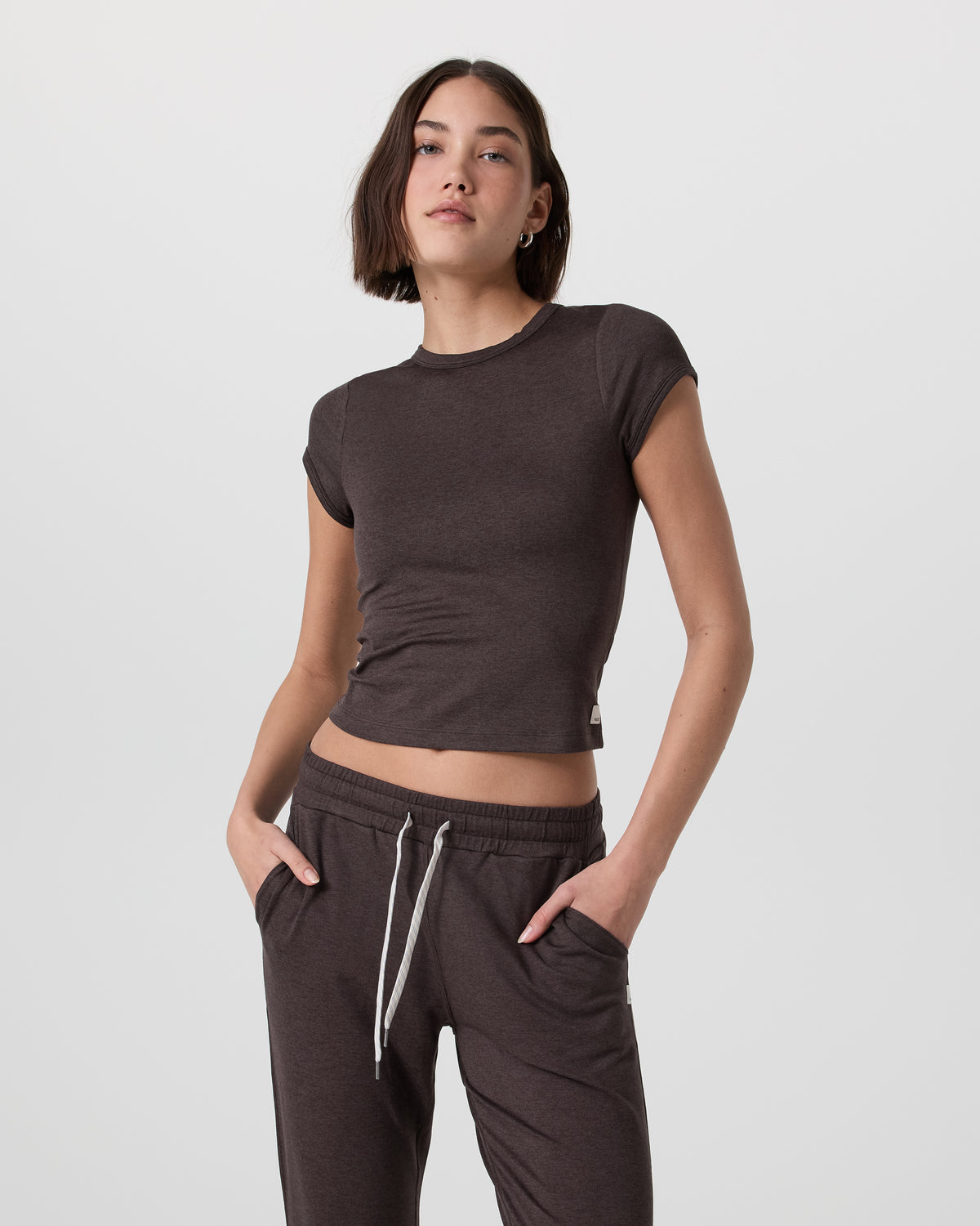 Women Vuori Halo Baby Tee Java Heather