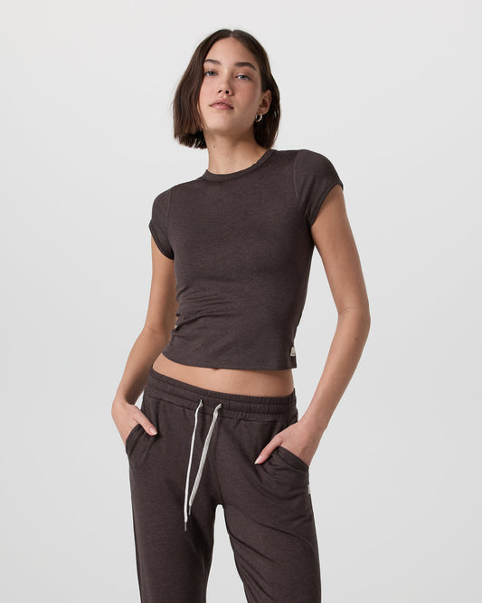 Women Vuori Halo Baby Tee Java Heather