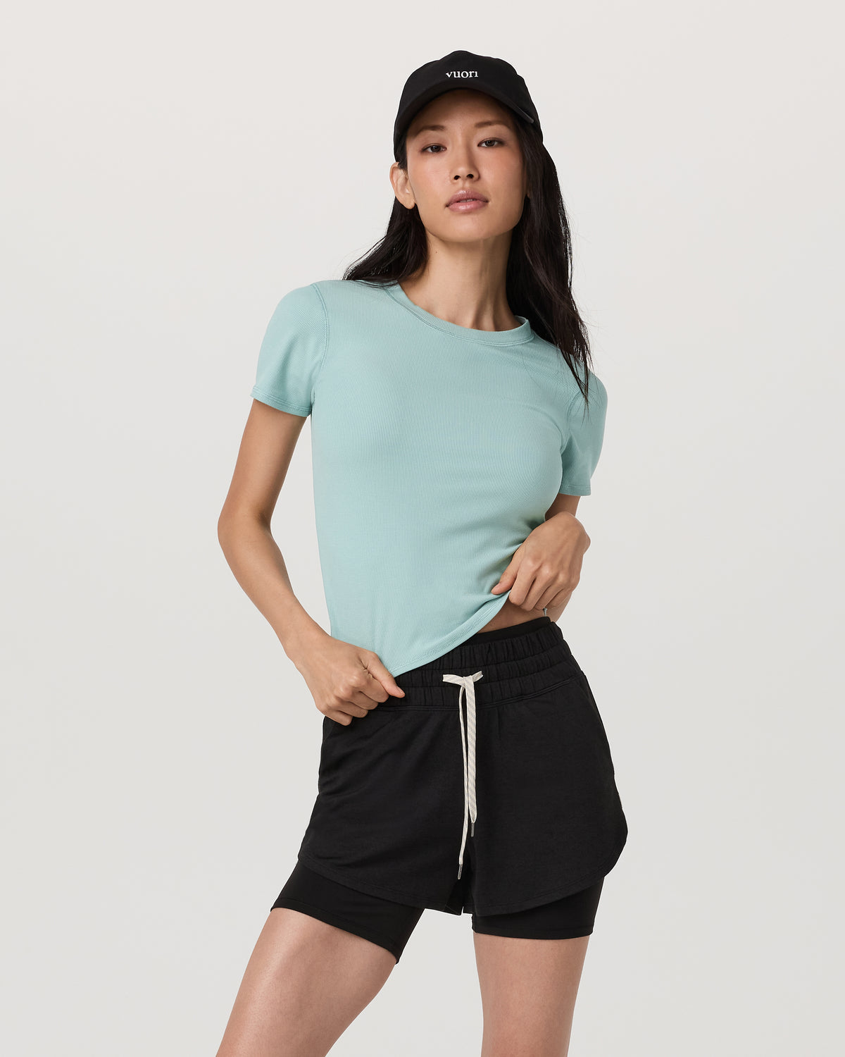 Women Vuori Pose Fitted Tee Sea Spray