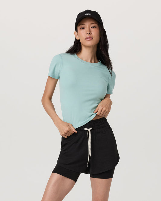 Women Vuori Pose Fitted Tee Sea Spray