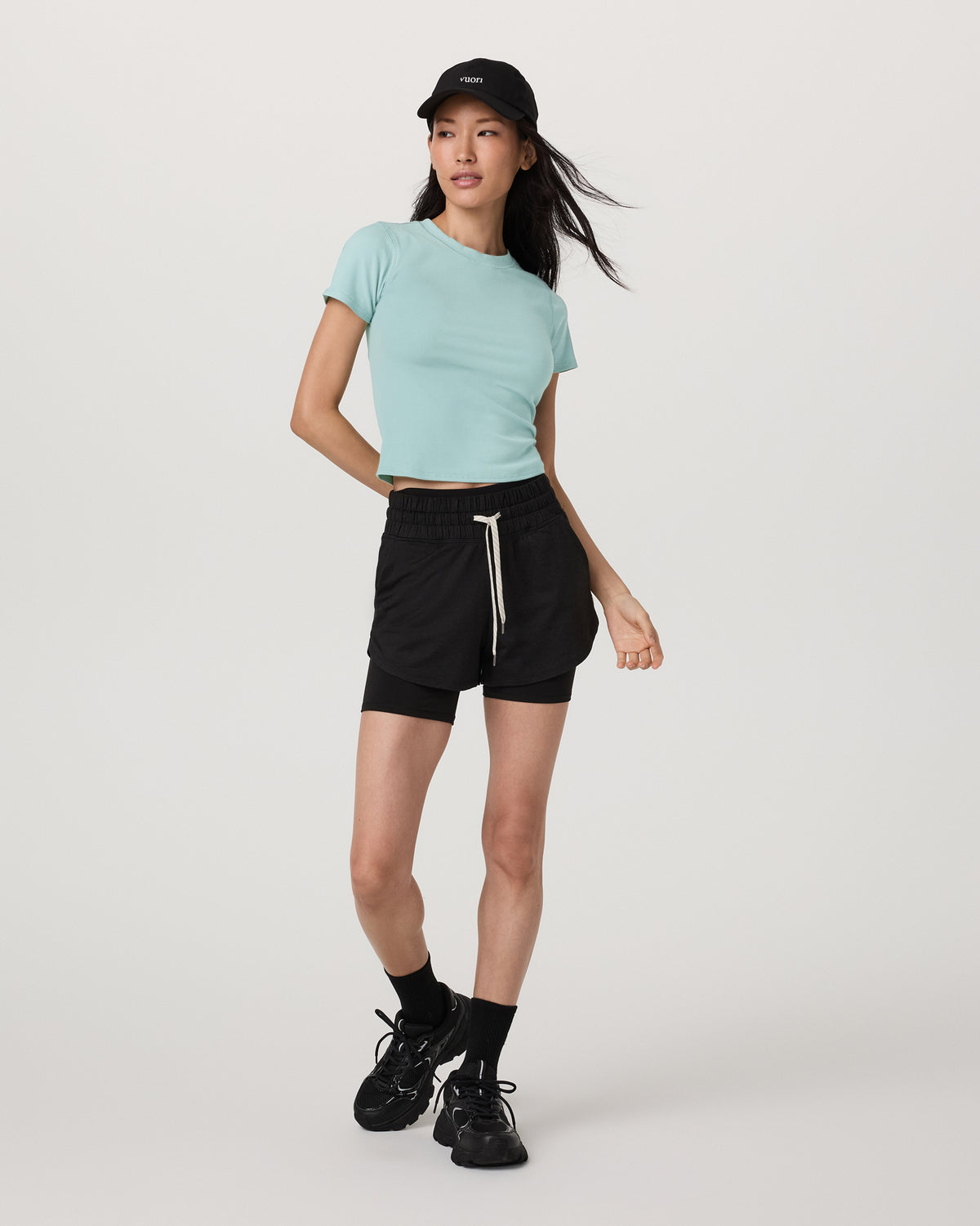 Women Vuori Pose Fitted Tee Sea Spray