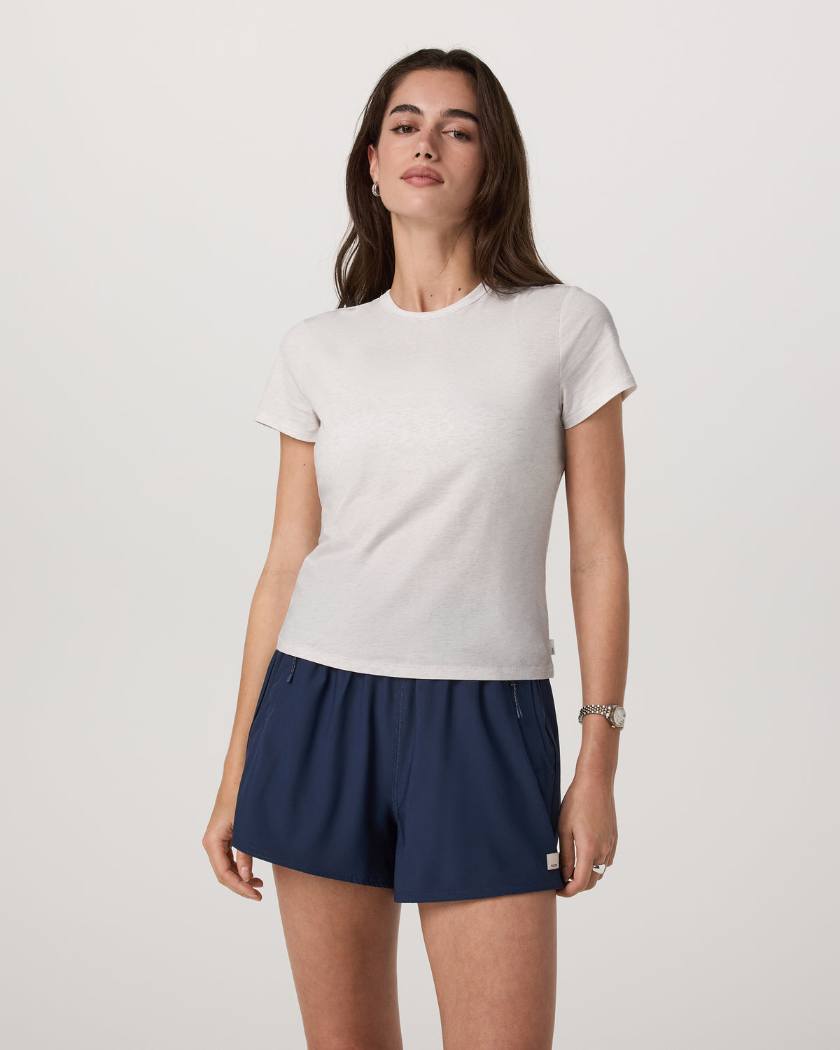 Women Vuori Short Sleeve Feather Classic Tee White Heather T-Shirt