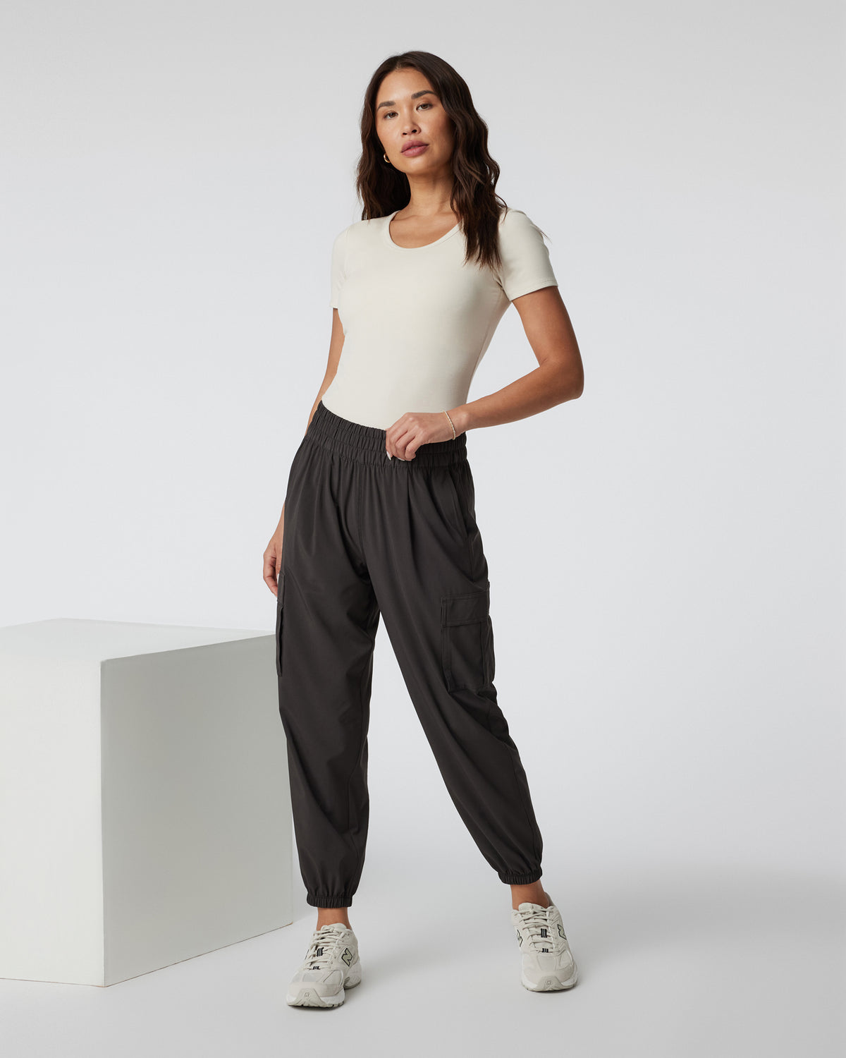 Women Vuori Short Sleeve Pose Bodysuit Milkweed Ribbed Bodysuit