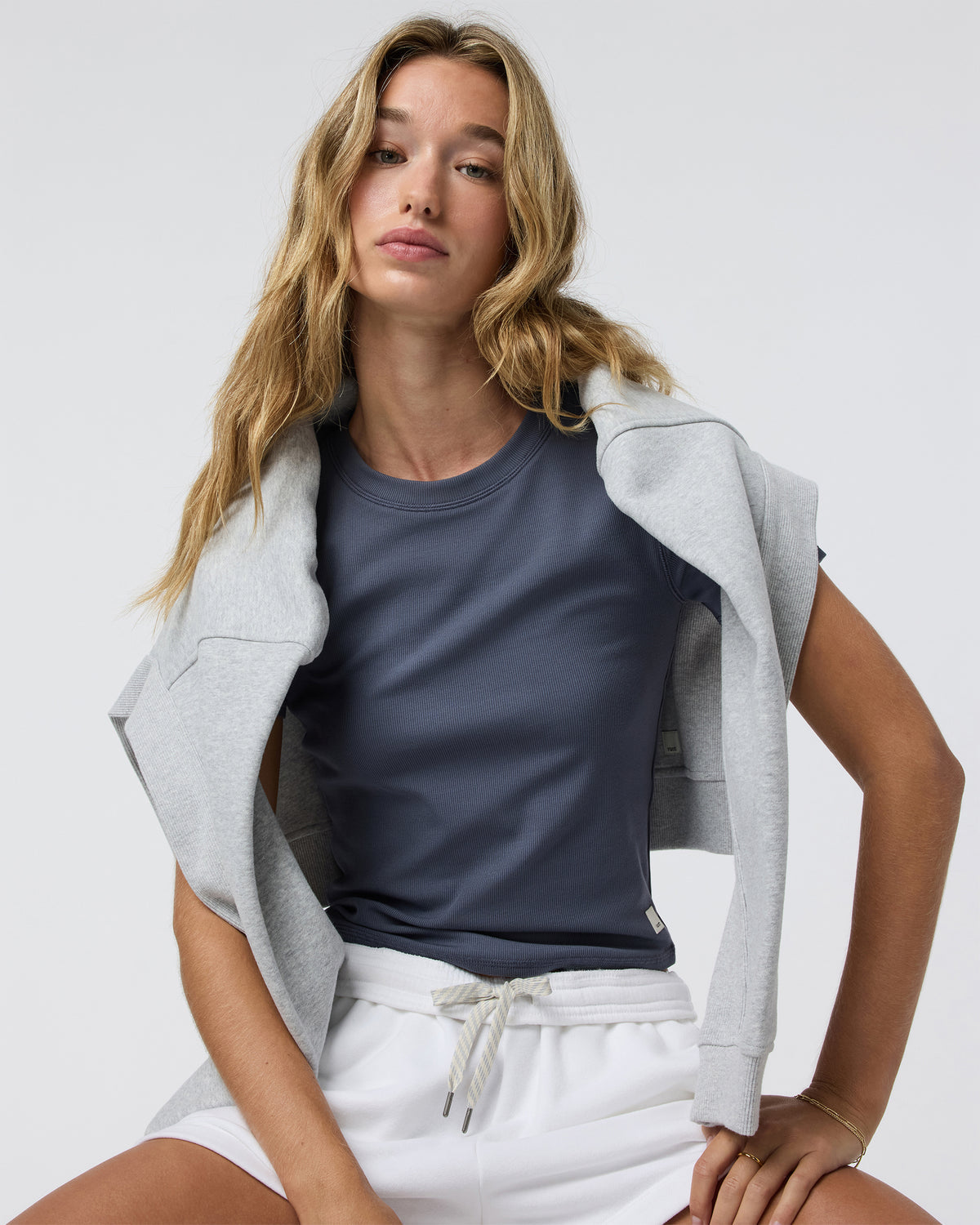 Women Vuori Pose Fitted Tee Women's Azure Rib Top