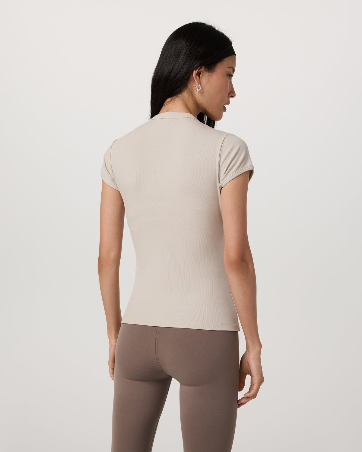 Women Vuori Short Sleeve Pose Button Up Women's Mushroom Crewneck