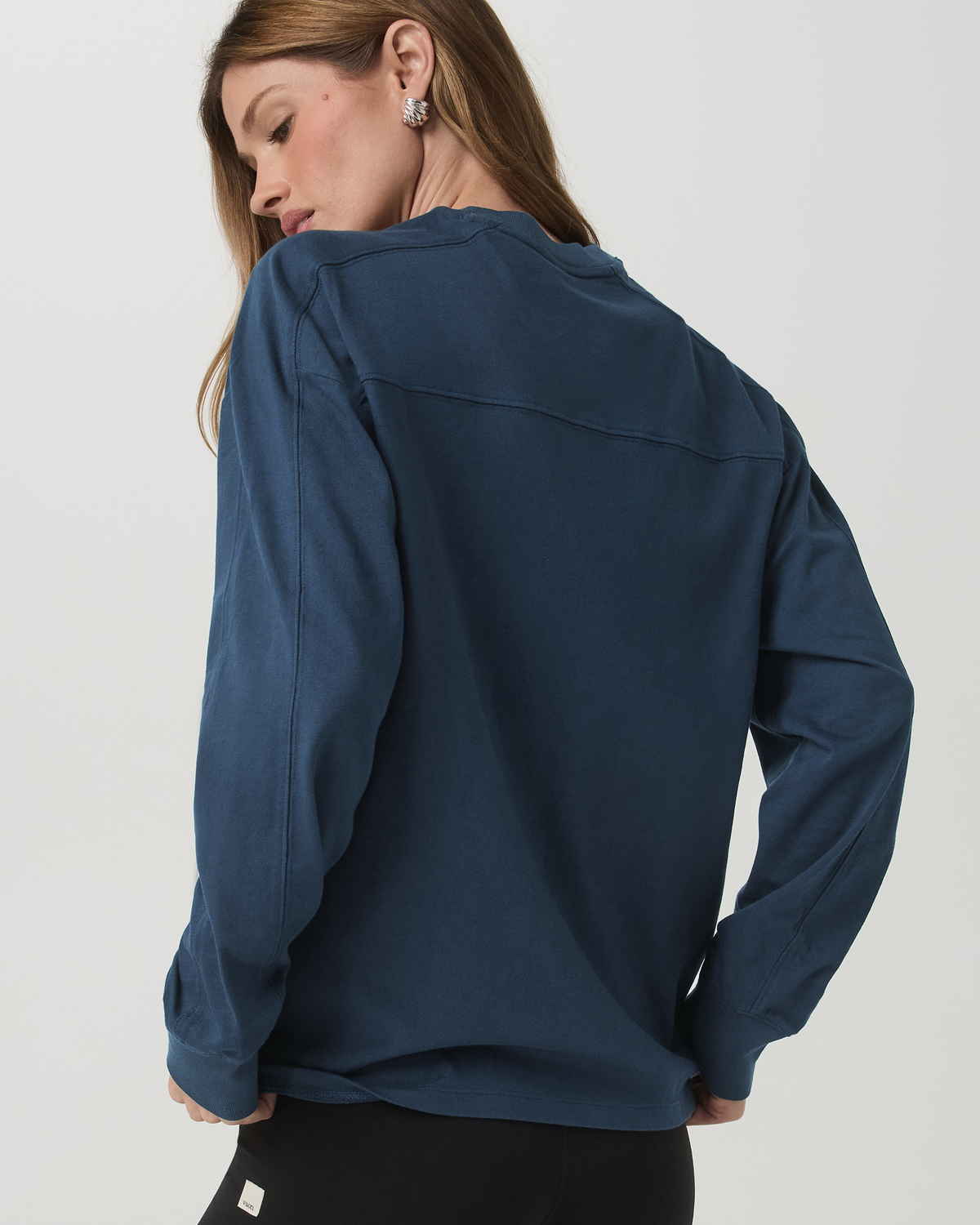 Women|New Vuori Long Sleeve Heavyweight Cotton Tee Ocean Blue Tee Shirt