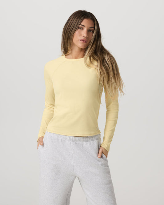 Women|New Vuori Long Sleeve Pose Crew Women's Lemon Snap Long Sleeve