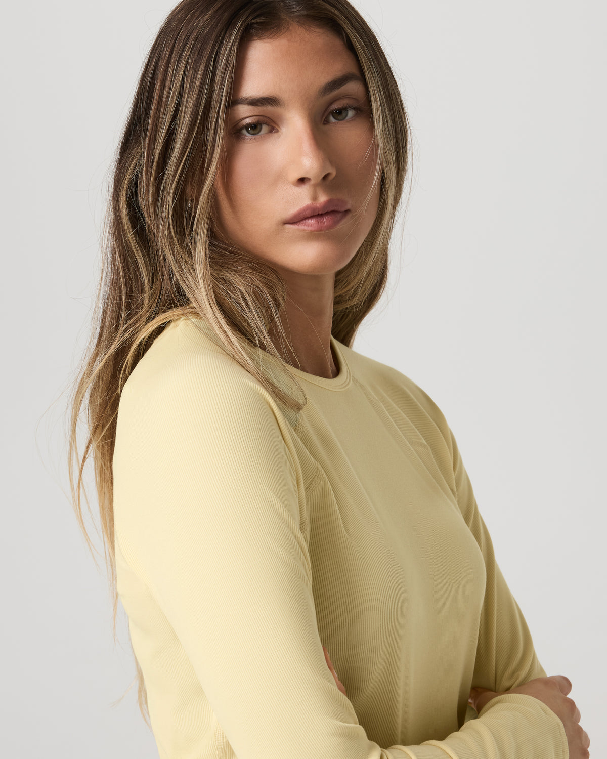 Women|New Vuori Long Sleeve Pose Crew Women's Lemon Snap Long Sleeve