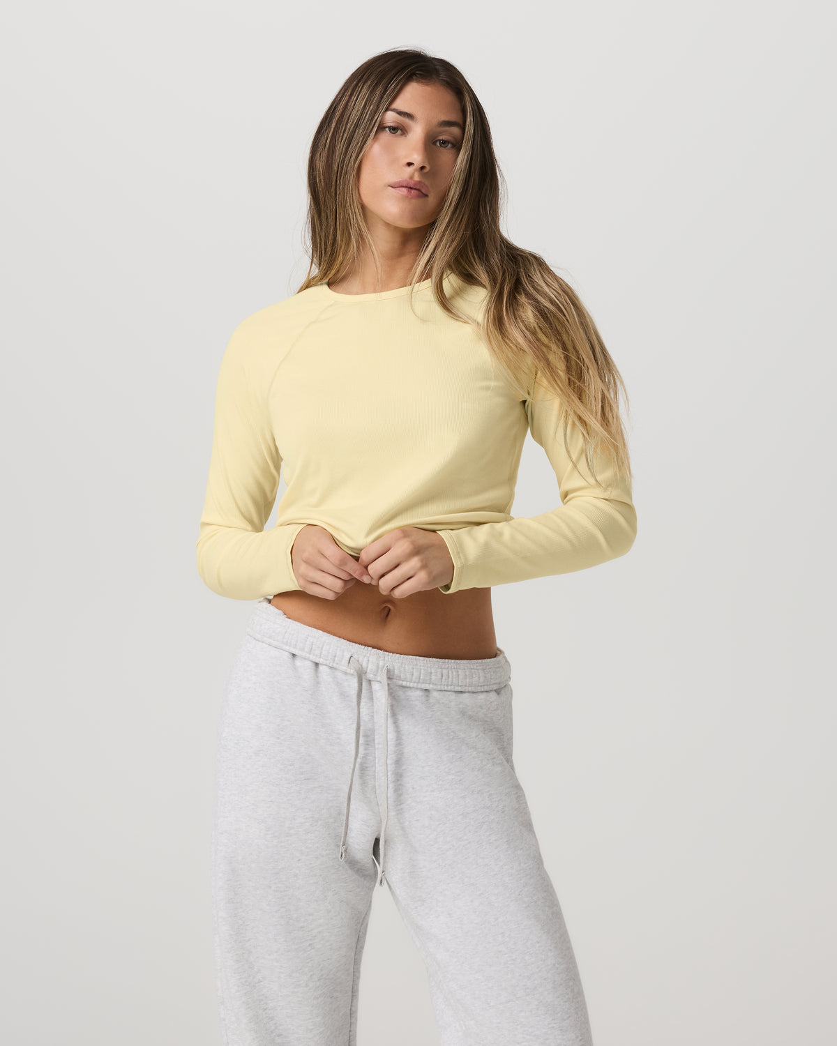 Women|New Vuori Long Sleeve Pose Crew Women's Lemon Snap Long Sleeve