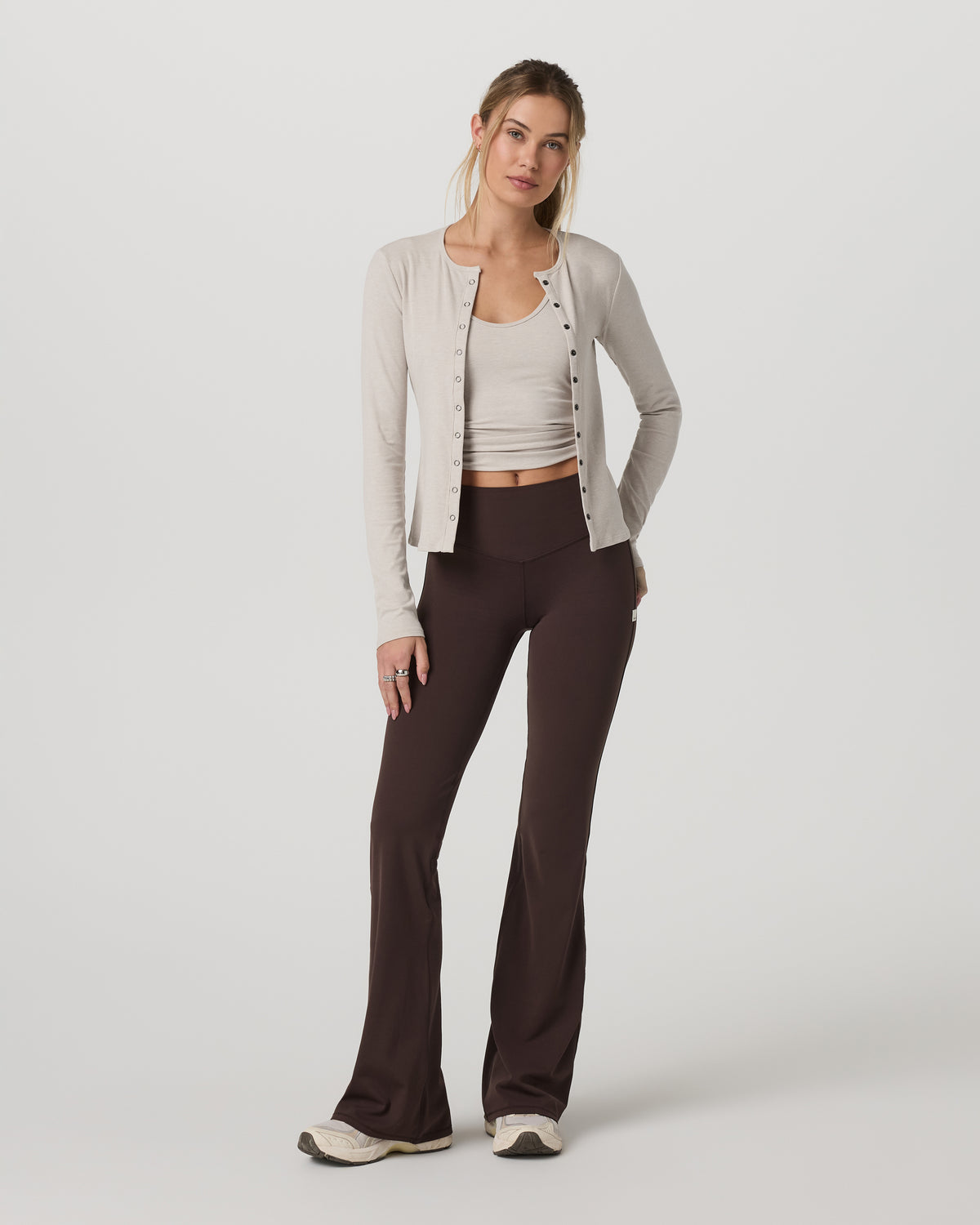 Women|New Vuori Long Sleeve Pose Twin Cardigan Women's Ecru Heather Top