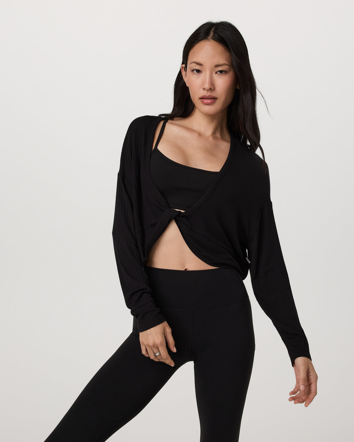 Women Vuori Long Sleeve Twist Top Women's Black Twist Top