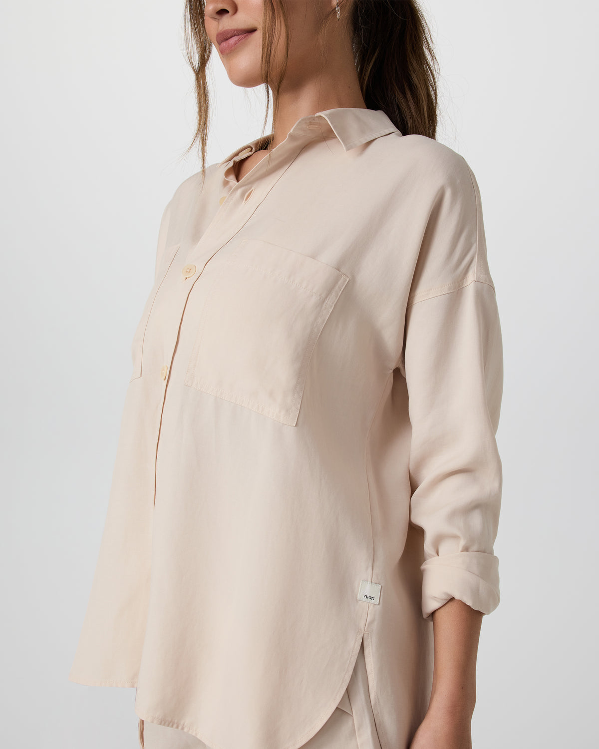 Women Vuori Trestles Twill Button Up Sand Dollar