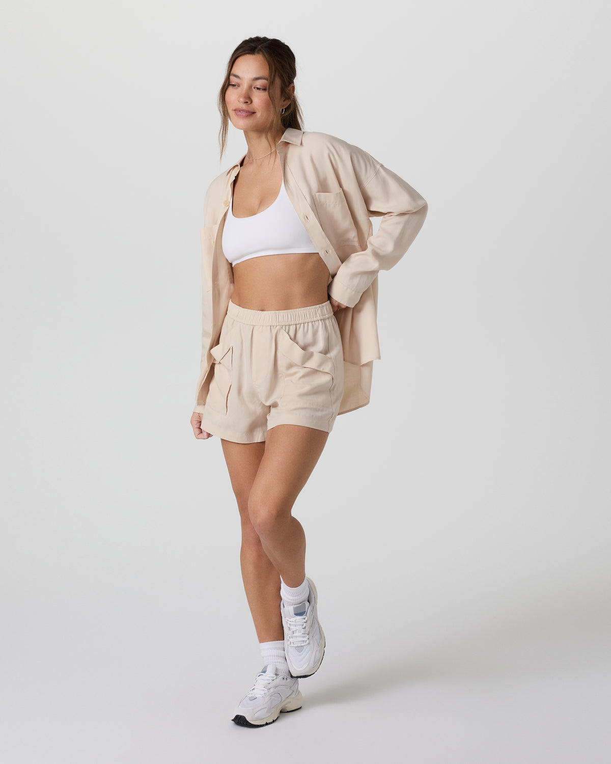 Women Vuori Trestles Twill Button Up Sand Dollar