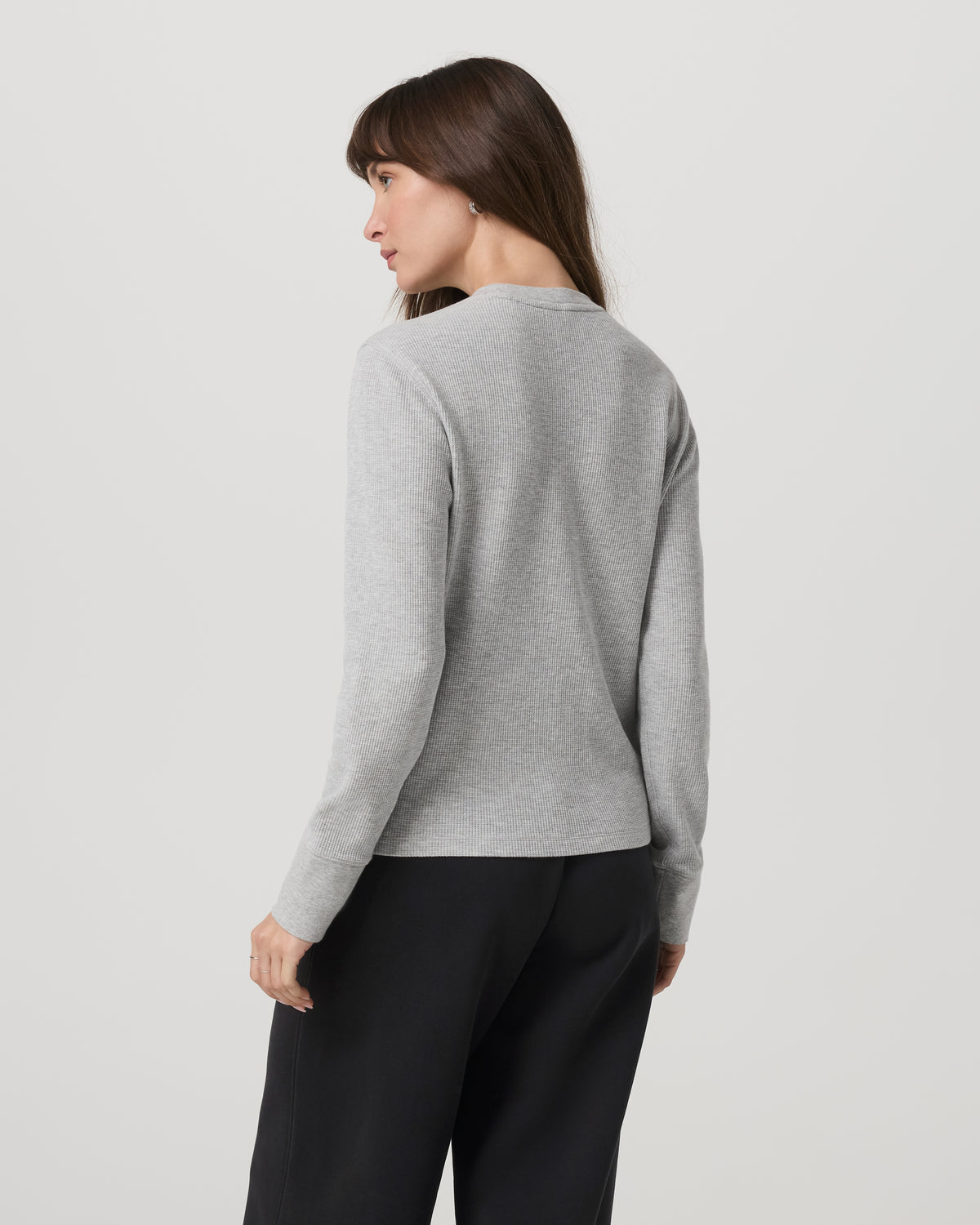 Women Vuori Long Sleeve Waffle Top Women's Light Heather Grey Tee