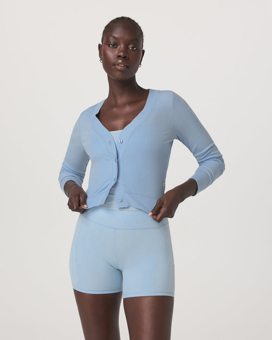 Women Vuori Long Sleeve Pose Mini Cardigan Women's Crystal Blue Top