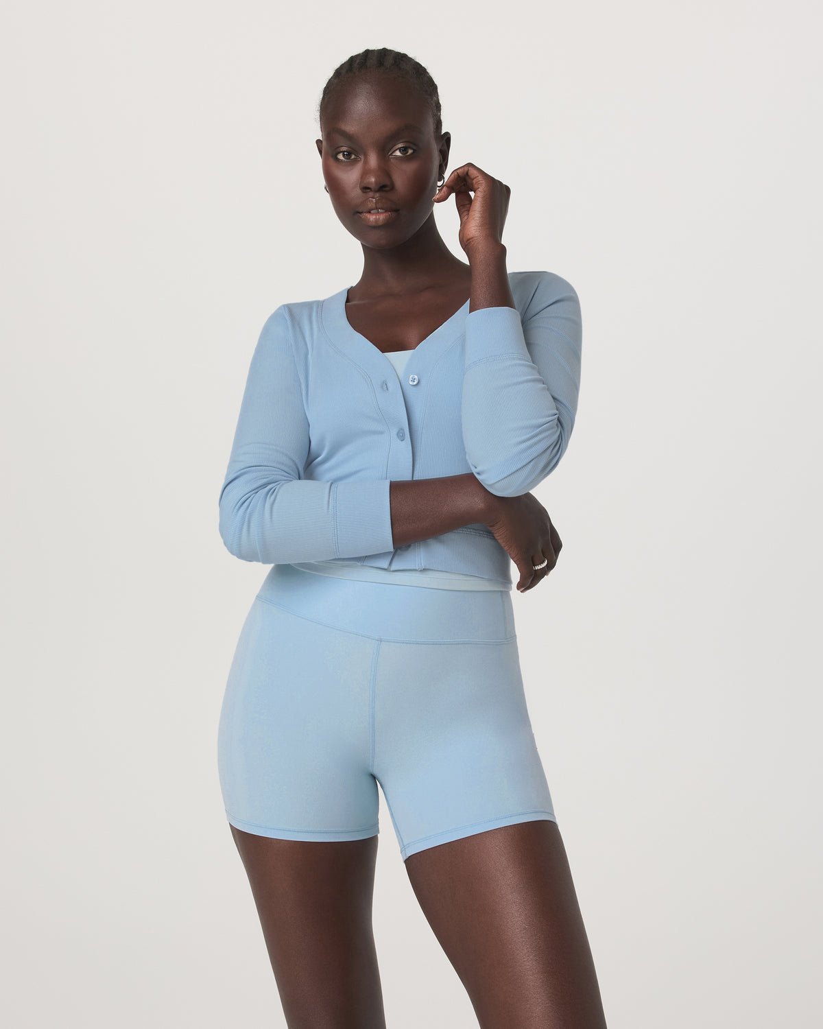 Women Vuori Long Sleeve Pose Mini Cardigan Women's Crystal Blue Top