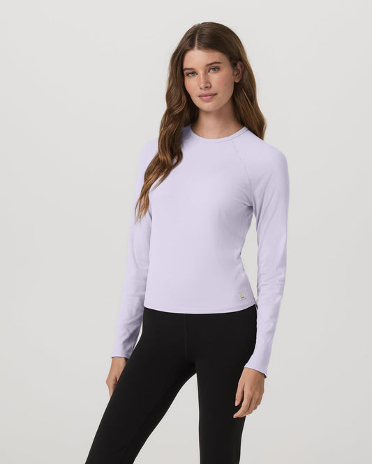 Women Vuori Long Sleeve Pose Crew Women's Lavender Ice Crewneck