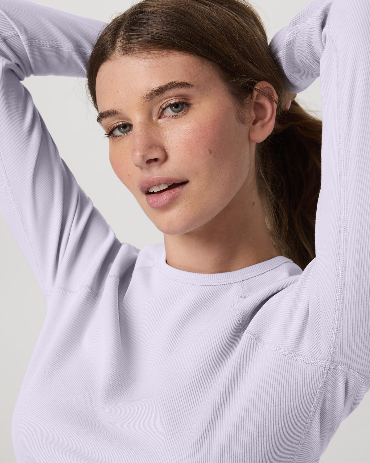 Women Vuori Long Sleeve Pose Crew Women's Lavender Ice Crewneck