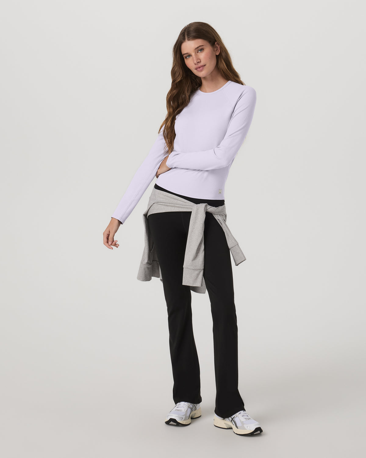 Women Vuori Long Sleeve Pose Crew Women's Lavender Ice Crewneck
