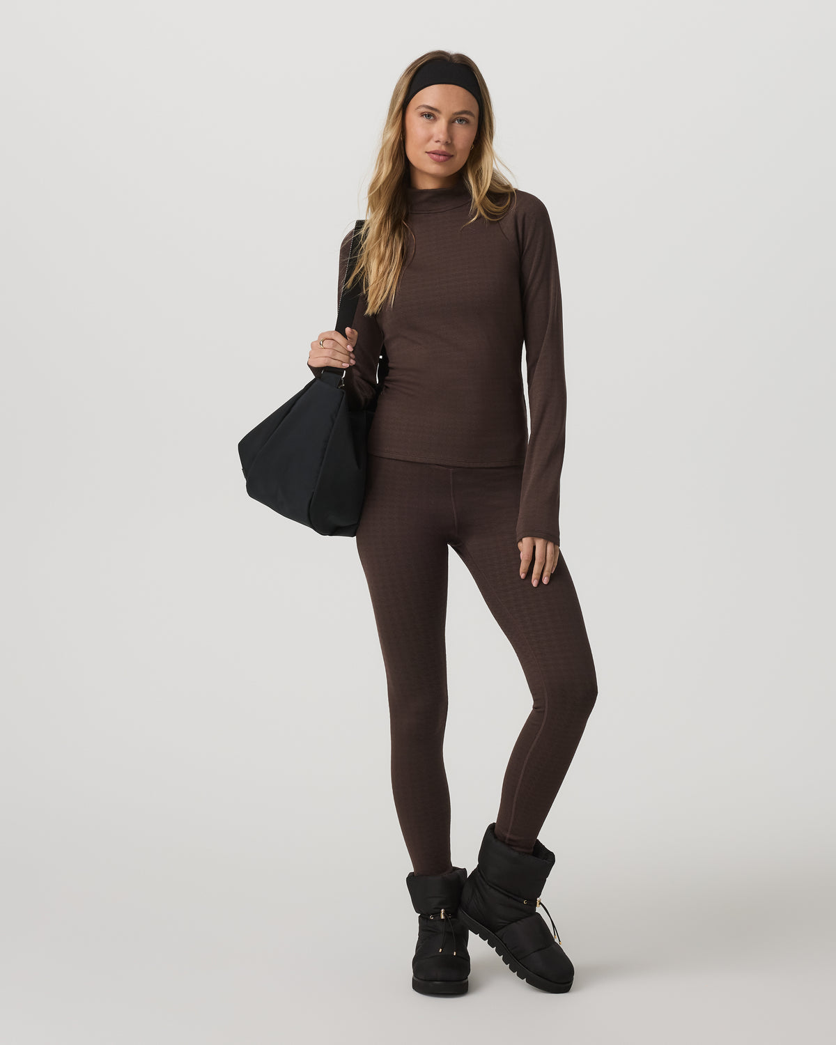 Women Vuori Long Sleeve Chilled Out Houndstooth Mock Java Houndstooth