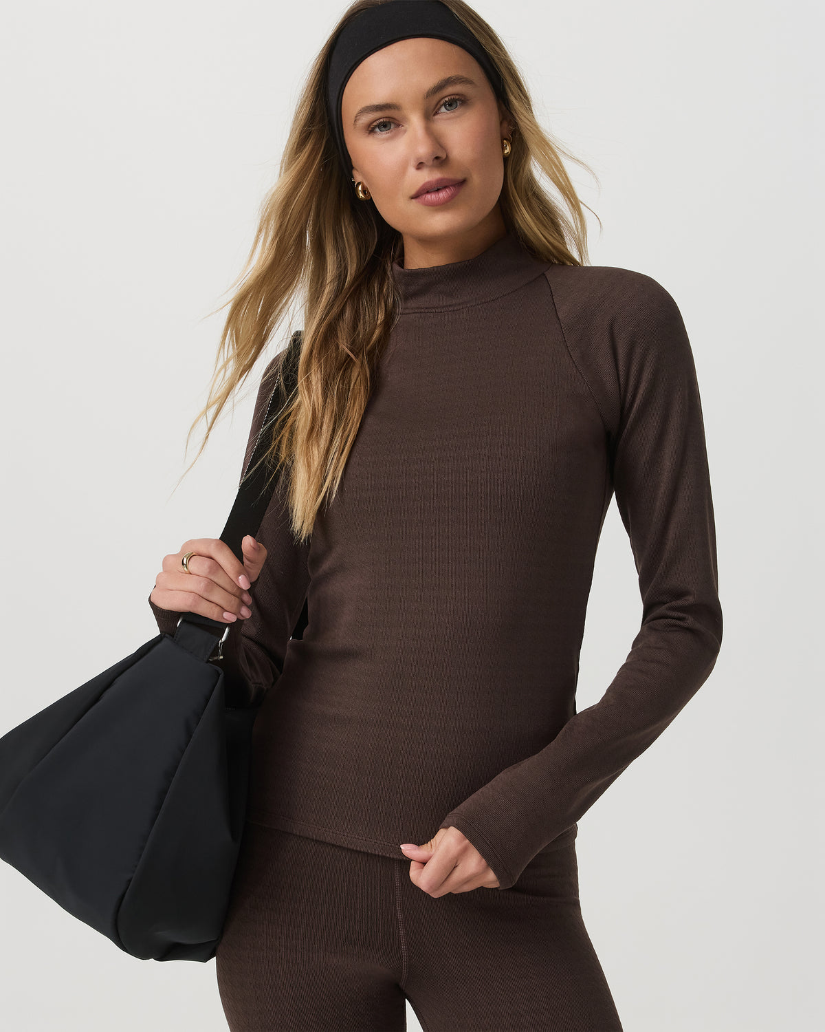 Women Vuori Long Sleeve Chilled Out Houndstooth Mock Java Houndstooth