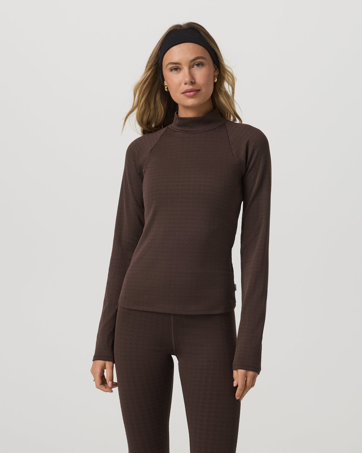 Women Vuori Long Sleeve Chilled Out Houndstooth Mock Java Houndstooth