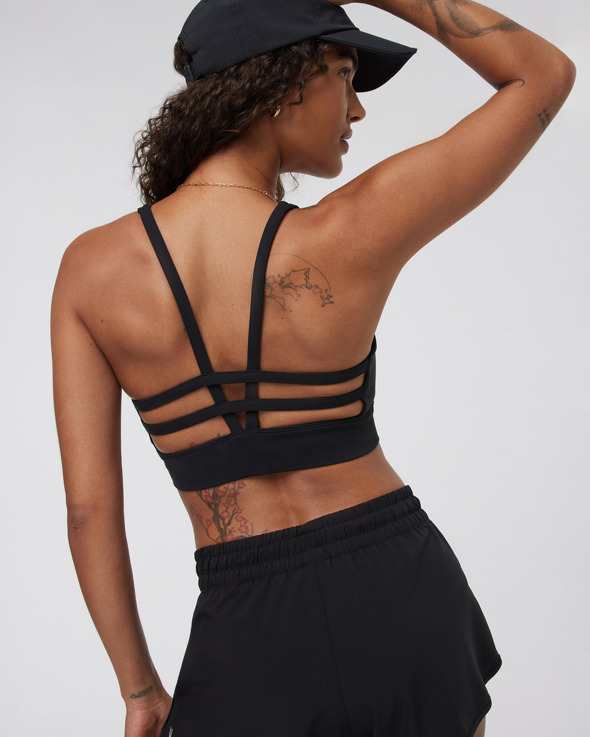 Women Vuori Yosemite Longline Bra Black Strappy Sports Bra