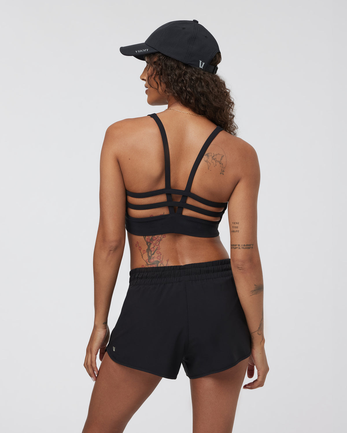 Women Vuori Yosemite Longline Bra Black Strappy Sports Bra