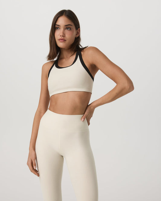 Women Vuori Elevation Racer Bra Women's Bone Heather Sports Bra