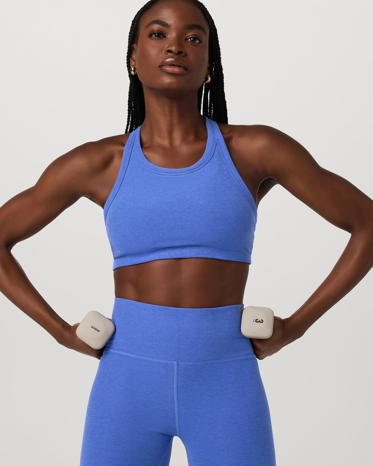 Women Vuori Elevation Racer Bra Women's Bright Iris Heather Sports Bra