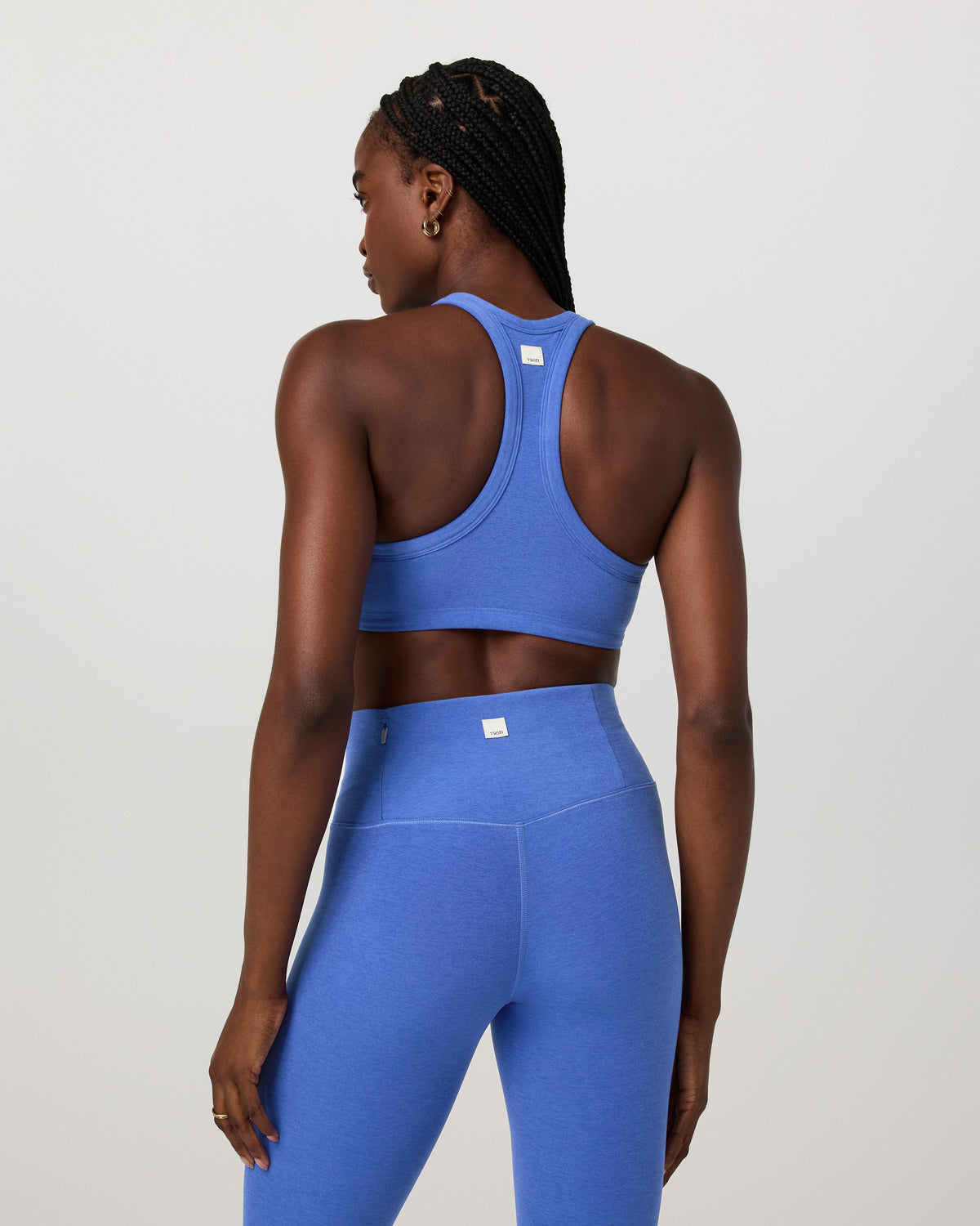 Women Vuori Elevation Racer Bra Women's Bright Iris Heather Sports Bra