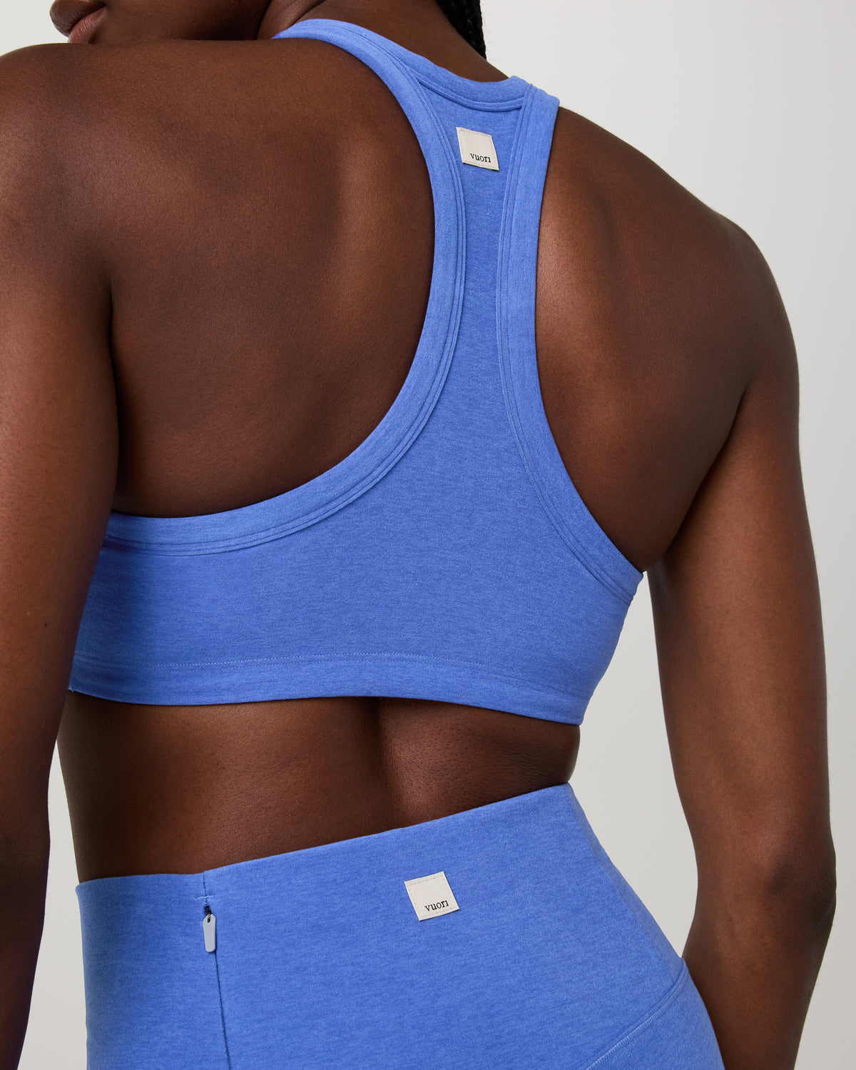 Women Vuori Elevation Racer Bra Women's Bright Iris Heather Sports Bra