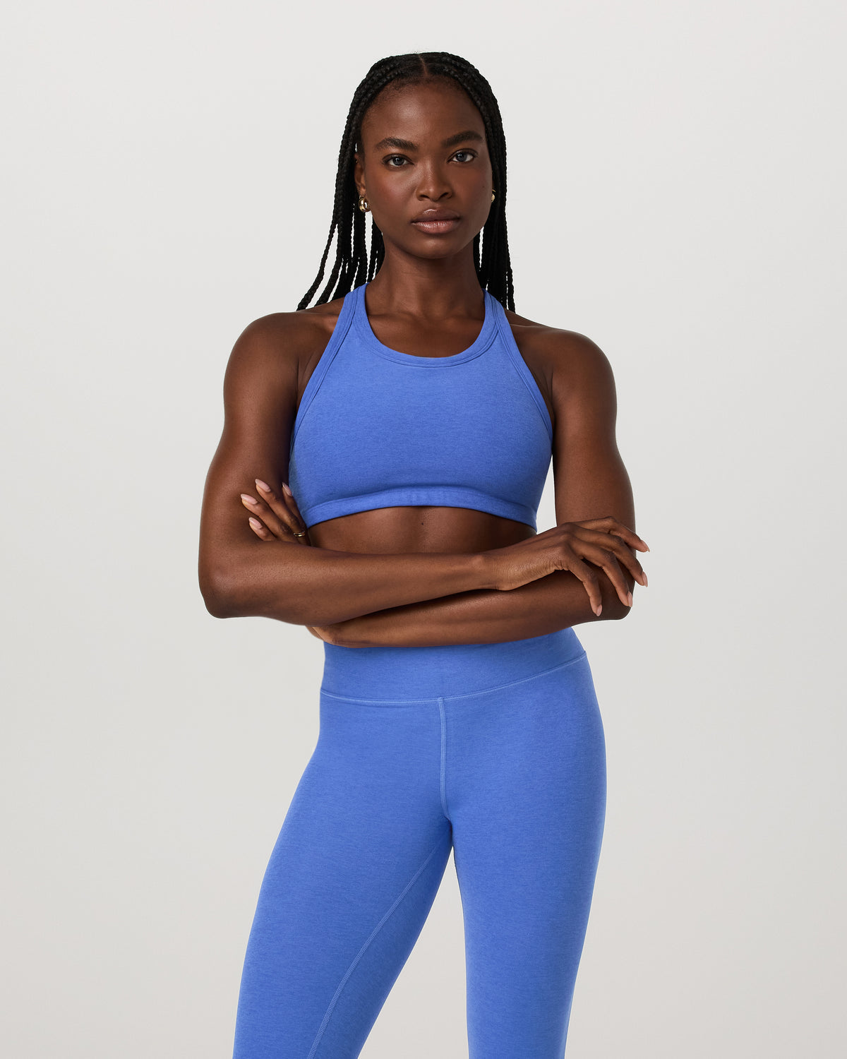 Women Vuori Elevation Racer Bra Women's Bright Iris Heather Sports Bra